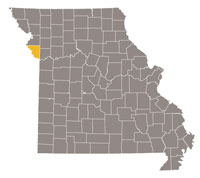 Missouri map with Platte county highlighted