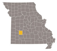 Missouri map with Polk county highlighted