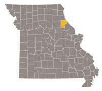 Map of Missouri highlighting Grundy County