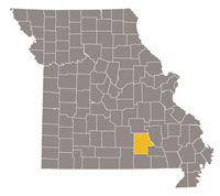 Missouri map with Shannon county highlighted