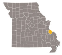 Missouri map with Ste. Genevieve county highlighted