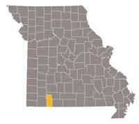 Missouri map with Stone County highlighted