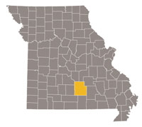 Missouri map with Texas county highlighted