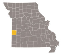 Missouri map with Vernon county highlighted