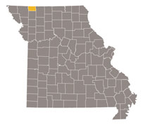 Missouri map with Worth county highlighted