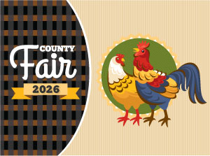 County Fair 2026 text with chicken graphic