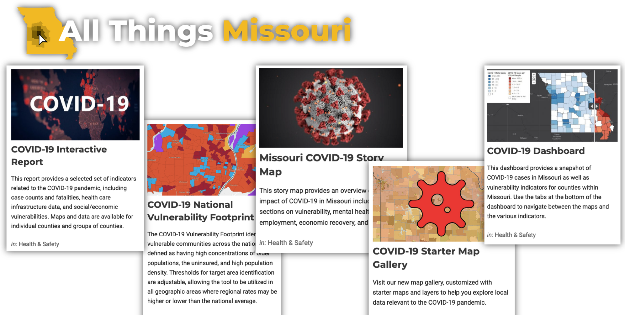 The MU CARES All Things Missouri website has a variety of COVID-19-related tools.