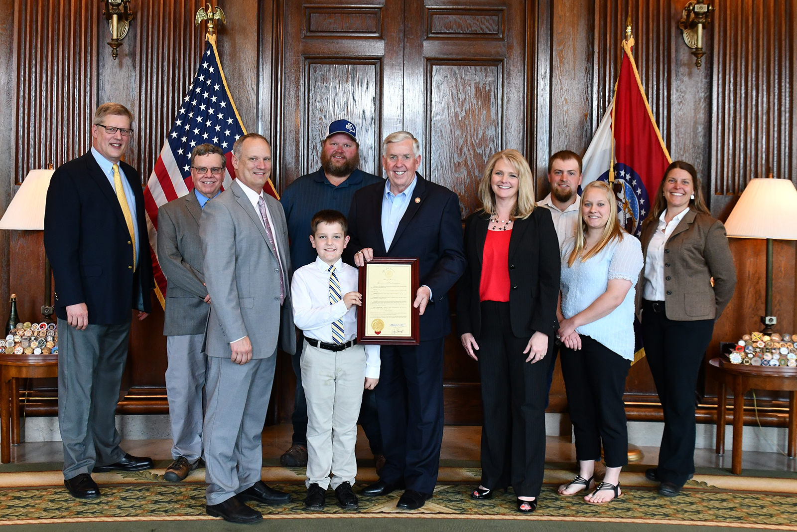 Open Dairy farmers, dairy industry leaders and others joined Missouri Gov. Mike Parson during his proclamation of June as Dairy Month.
