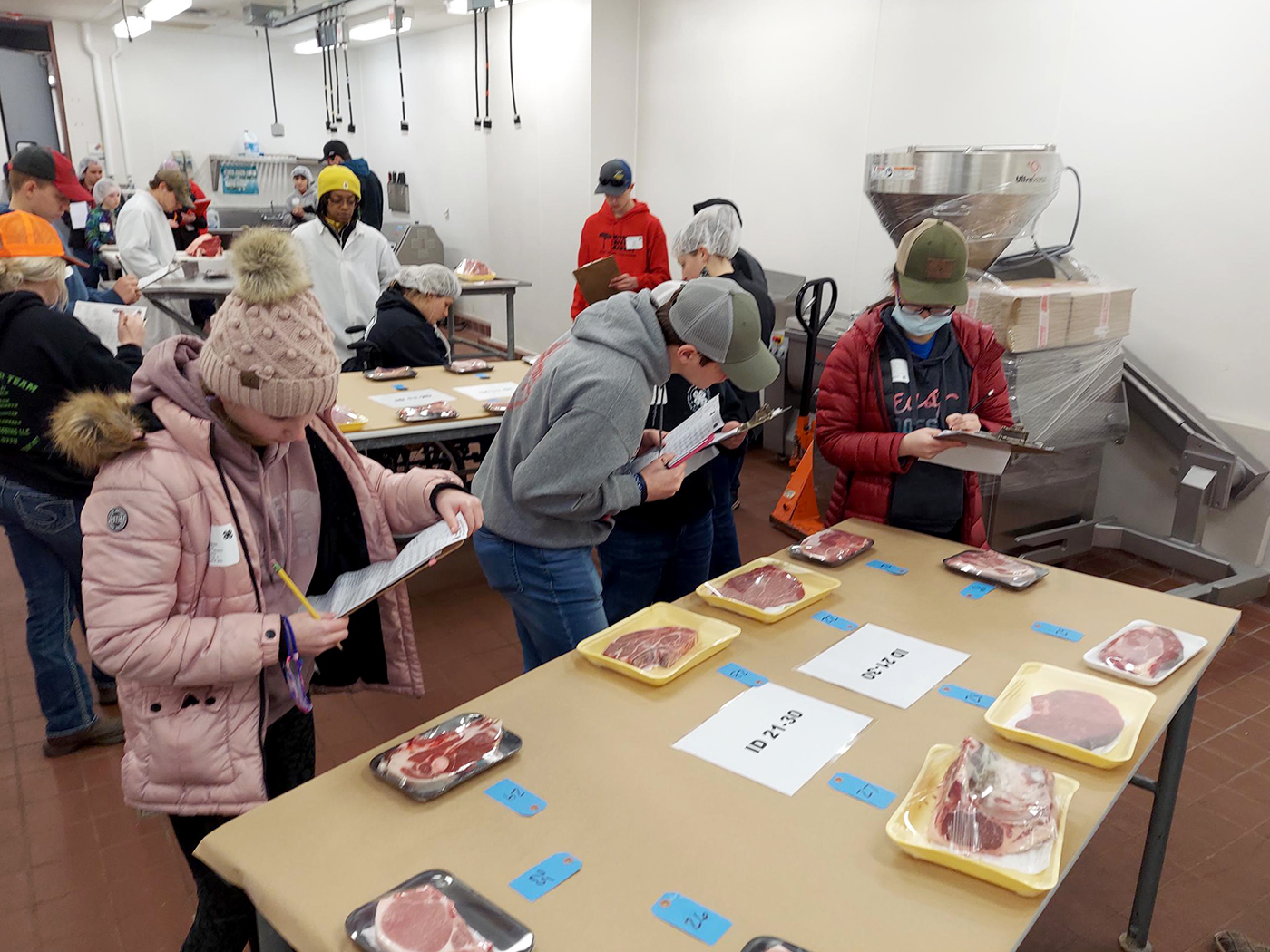 Youths identify different cuts of meat, including details on species, cut name and cookery method, at the 2022 Missouri 4-H State Meats Judging Contest in Columbia. Photo courtesy Missouri 4-H.