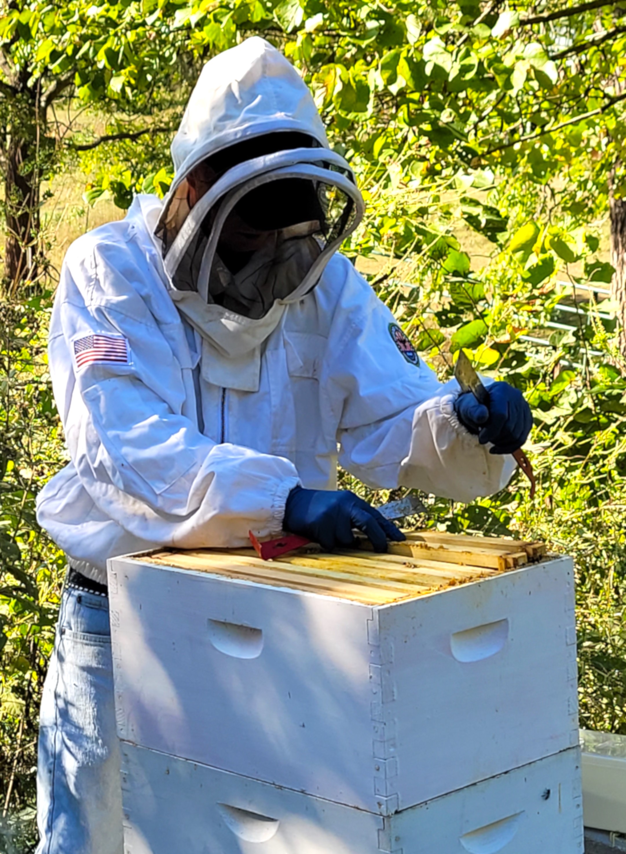 Eric Work maintains beehives at his farm in Potosi, Mo. Work, a 25-year Army veteran, says the Heroes to Hives program offered through University of Missouri Extension and Michigan State University Extension gives veterans and their families an opportunit