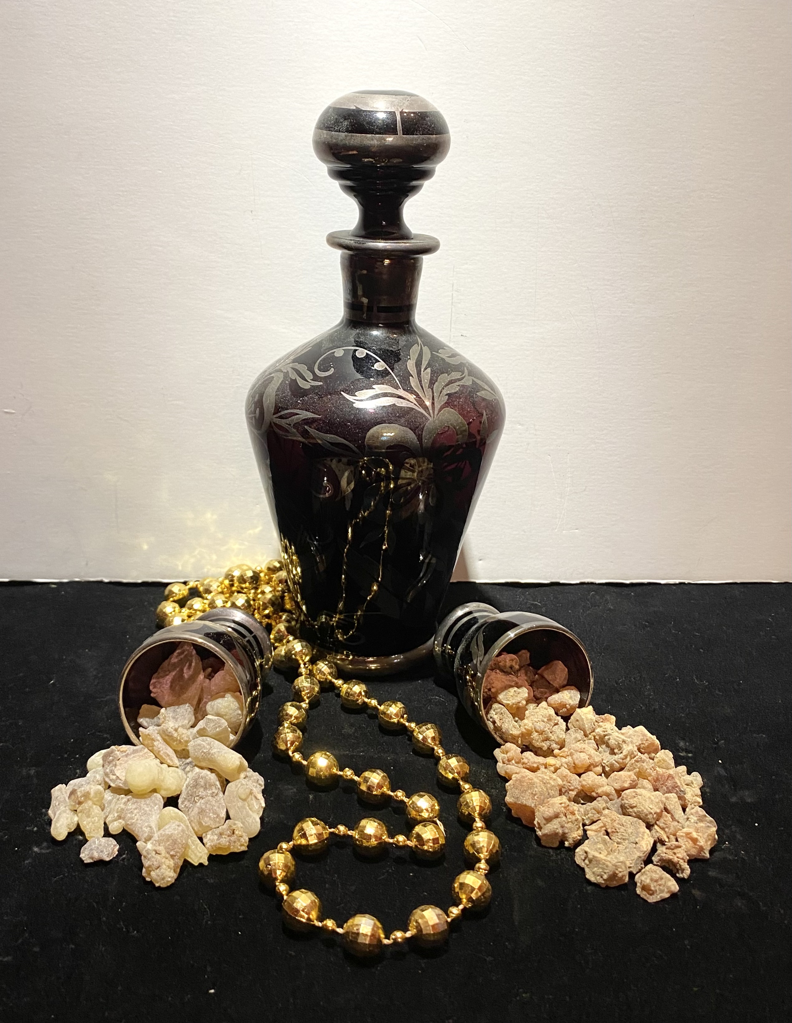 The demand for frankincense oil remains high, making it a $7 billion industry. Shown are resin of frankincense (left) and myrrh (right) trees.