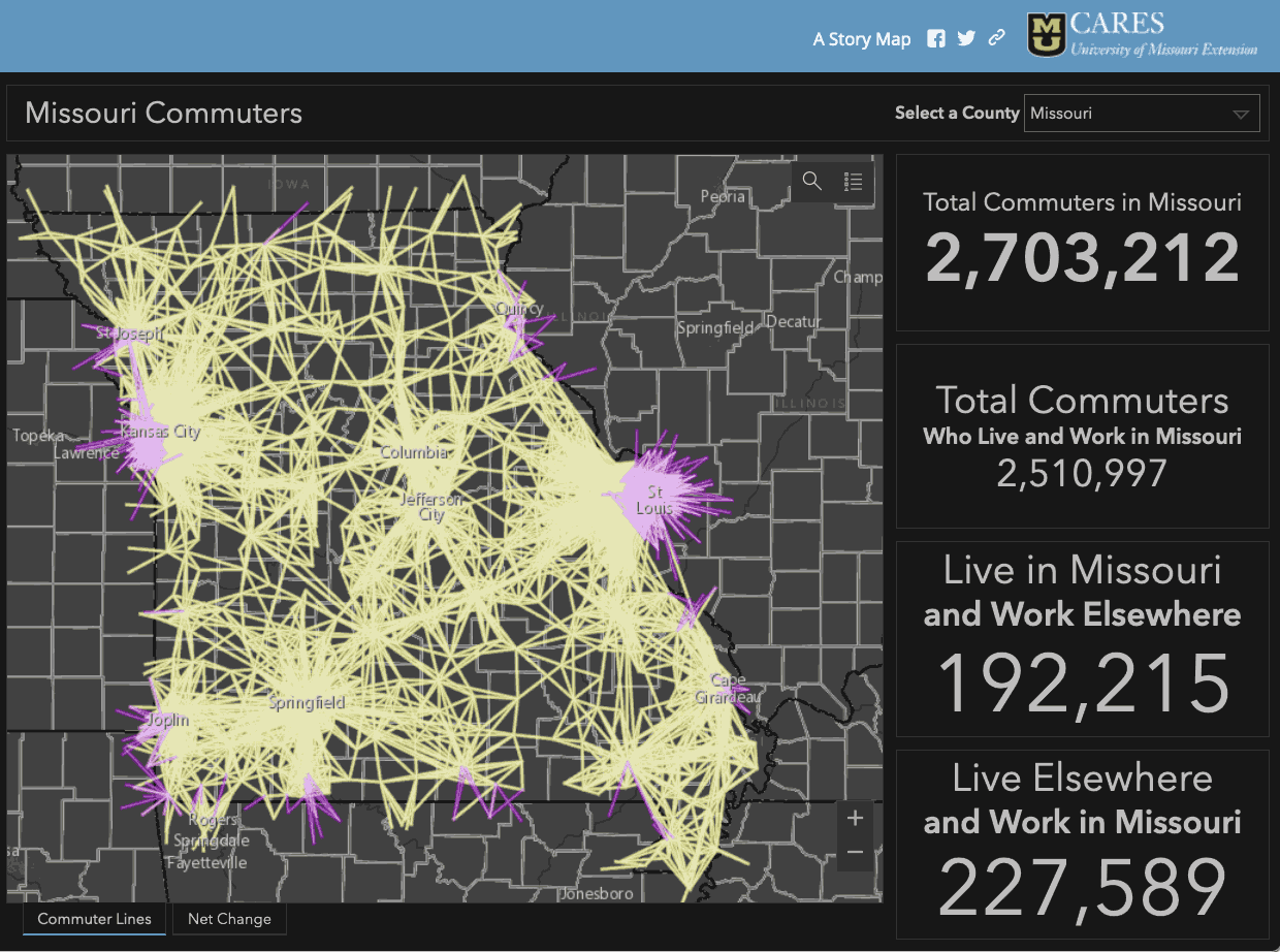 Missouri commuters story map from All Things Missouri.