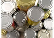 Stacked canned goods