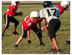 Young football players during a game