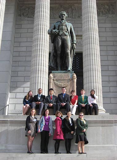 Legislative Academy participants standing outside the Capitol building in Jefferson City, Mo.