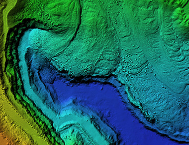 A color coded elevation map.