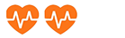 Two heart icons with heart rate monitor line through the middle of each heart.