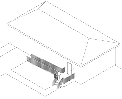 Diagram of the outside of a home with stairs and walkways that are safe and clean.