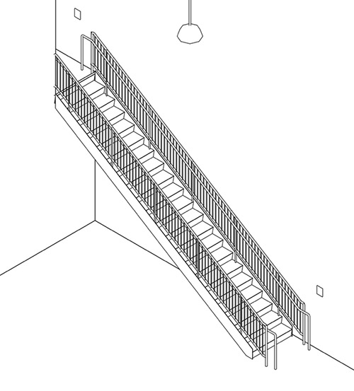 Diagram of stairs that are safe, well-lit and free of clutter.