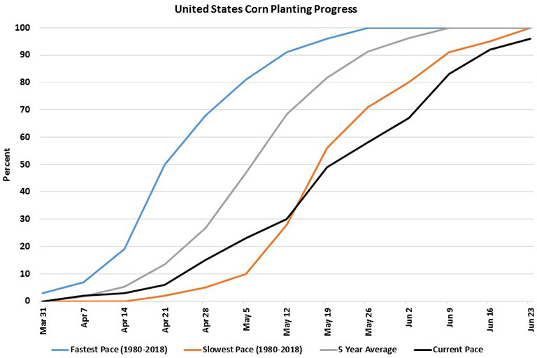 U.S. corn planting progress chart starting March 2019
