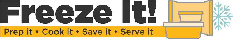 Freeze It logo with tagline: Prep it, Cook it, Save it, Serve it