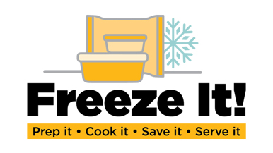 Freeze It logo with tagline: Prep it, Cook it, Save it, Serve it