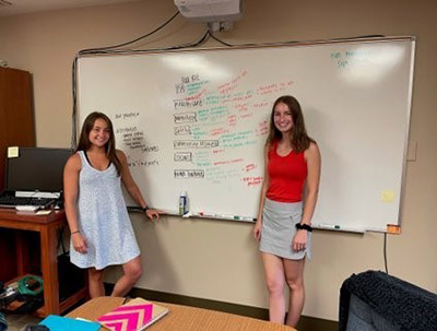 Photo of 2021 interns in front of whiteboard