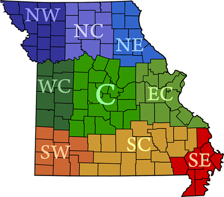 Map of Missouri crop progress districts