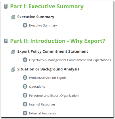 Export plan outline.