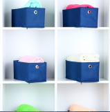 shelves with bins