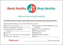 Stock Heatlhy, Shop Healthy customer feedback postcard.