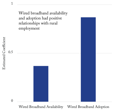 Bar chart showing wired broadband availability of 40.3 percent and wired broadband adoption of 81.52 percent.