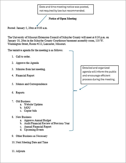 Open meeting notice example