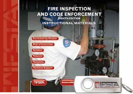 Fire Inspection and Code Enforcement curriculum cover and USB flash drive