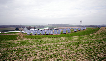 A solar installation on a farm.