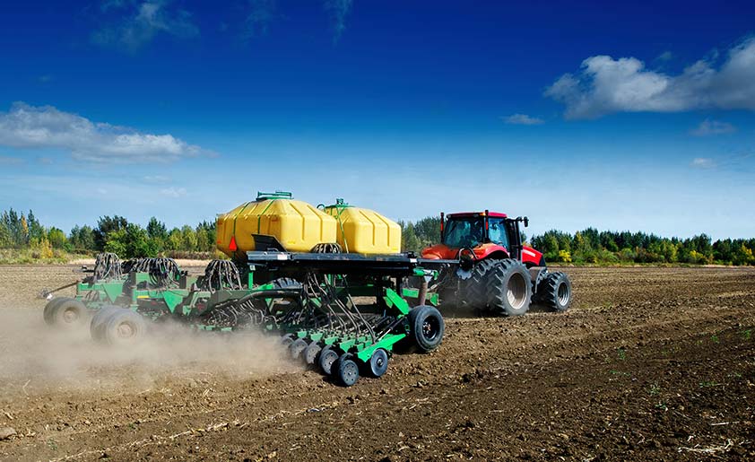 An air seeder in a field.