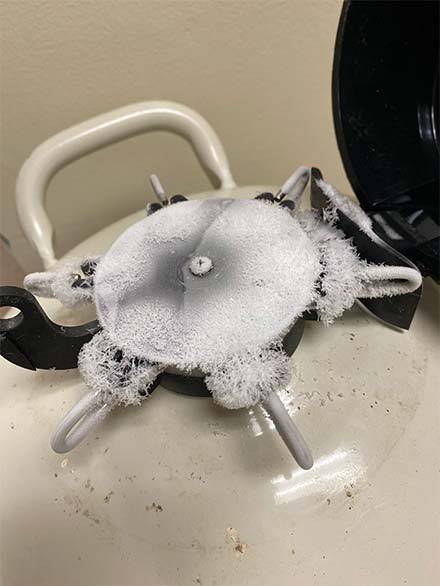 Frost formation on plug.