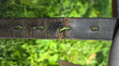 Dry rot and cracking on a tack.