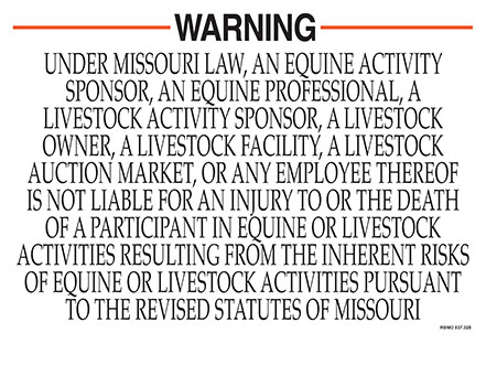 Livestock liability sign.