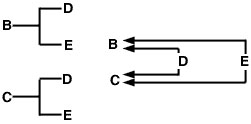 Digrama de amostra de sisebe completa e diagrama de seta