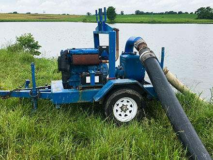 A dilution pump pumping water from a lake.
