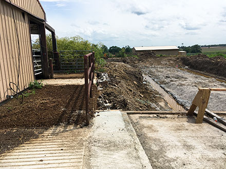 PPSB with flush trough and old drying pad during construction.