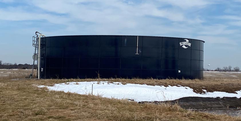 Aboveground slurry tank.