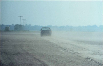 Blowing sand.