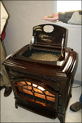 A pellet stove.