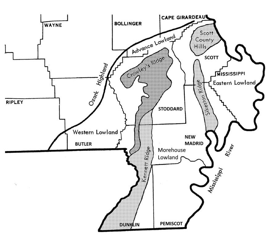 Southeast Missouri Delta Region map.