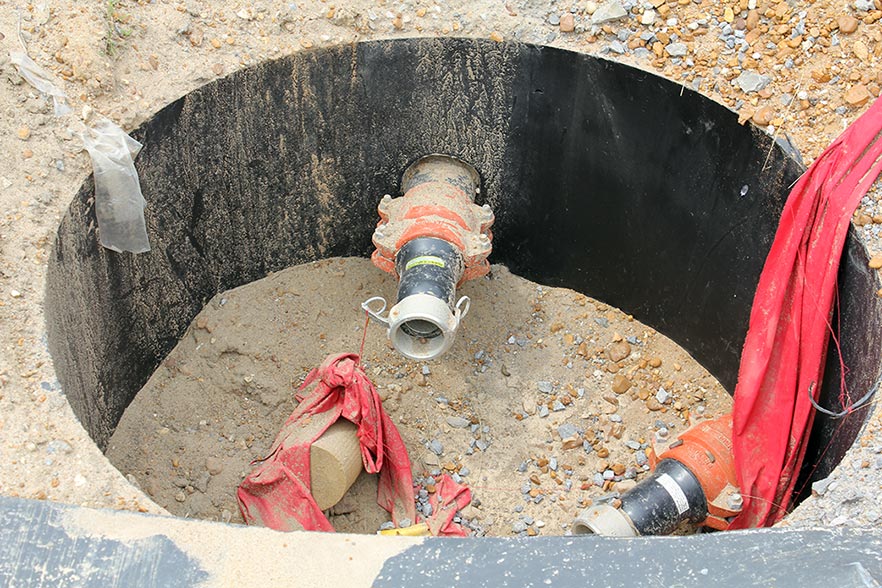 A slurry pot in an unblown levee section.