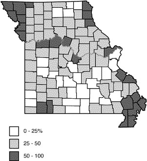 Percent of soil samples testing high in available phosphorus