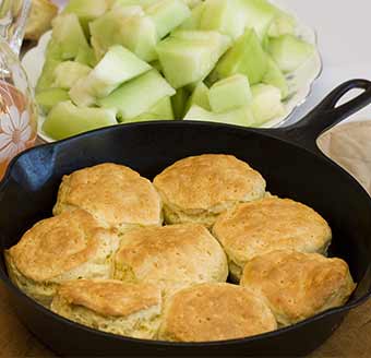 Biscuits in a skillet.