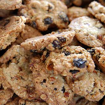 A pile of oatmeal cookies.